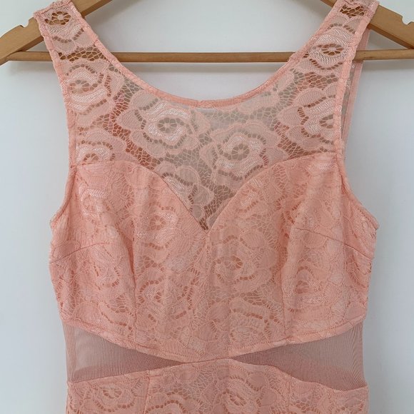 Maniju blush lace evening dress - Picture 1 of 9